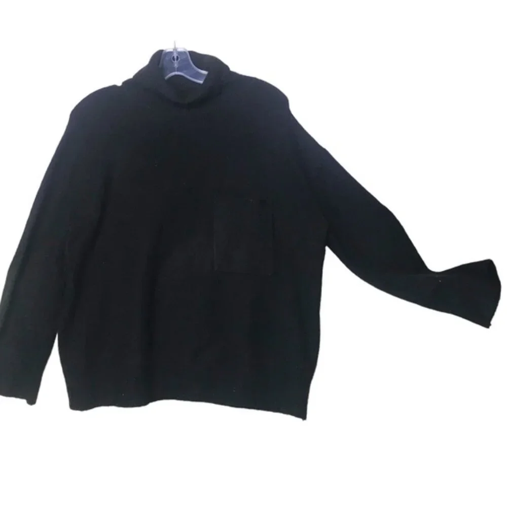 OAK + FORT Oversized Crop Mock Neck Wool Blnd Sweater Knit Turtleneck Boxy Top M - Picture 2 of 14